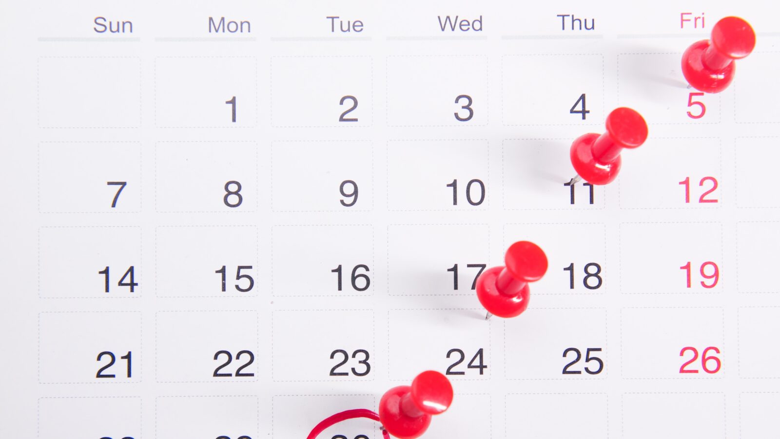 Calendar with marked days representing retroactive child support orders